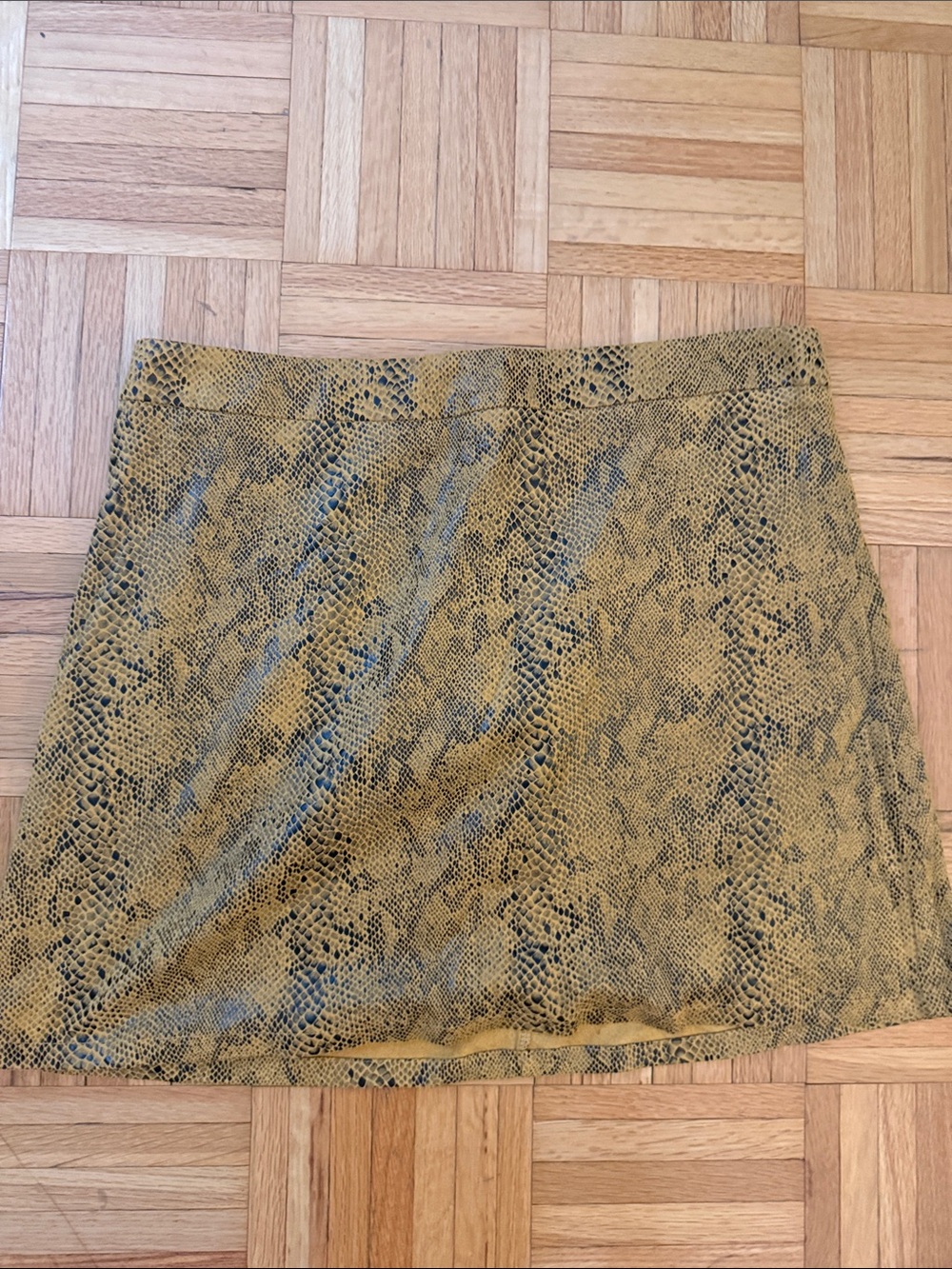 Honey Punch Mustard Snake-Print Mini Skirt